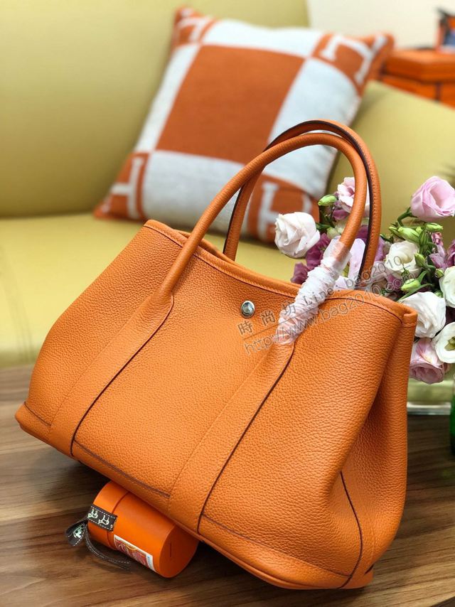 HERMES女包 花園包30cm Garden party  愛馬仕togo皮手提包 橙色  Ama1632